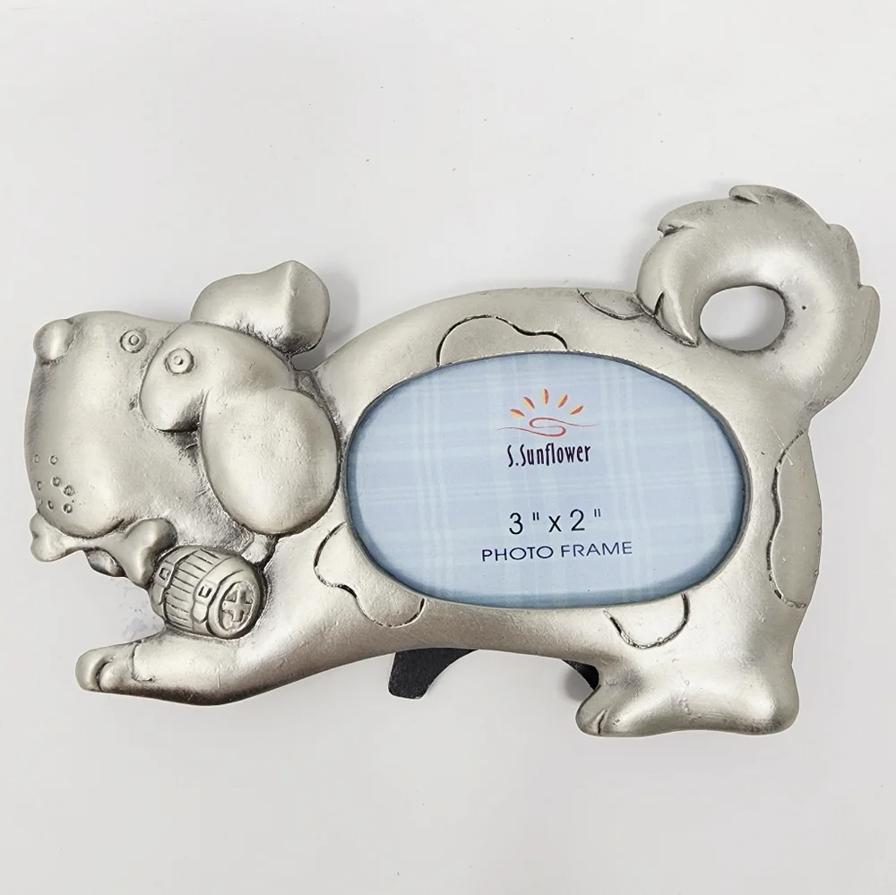 Vintage Pewter Pet Dog‎ Photo Frame